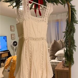 Free People Cream Lace Mini Dress
